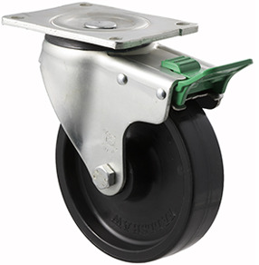 450kg Rated Industrial Castor - Nylon Wheel - 150mm - Plate Direction Lock - Plain Bearing - ISO