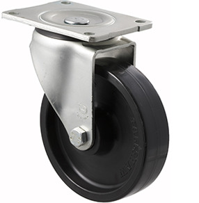 450kg Rated Industrial Castor - Nylon Wheel - 150mm - Plate Swivel - Plain Bearing - NA