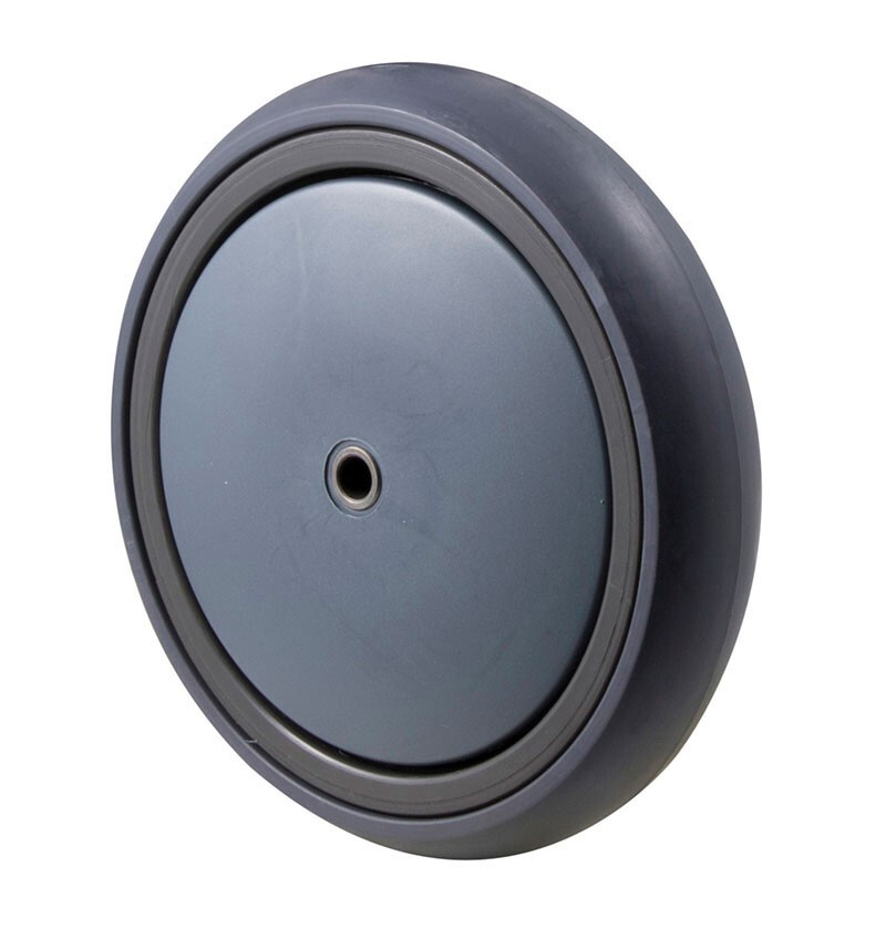 150kg Rated Industrial Grey Rubber Wheel - 150 x 34mm - Plain Bearing