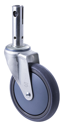 180kg Rated Industrial Central Locking Castor - Grey Rubber Wheel - 150mm - Swivel - Ball Bearing
