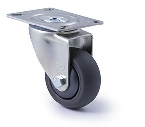 200kg Rated Industrial Castor - Polyurethane Wheel - 75mm - Plate Swivel - Ball Bearing - ISO