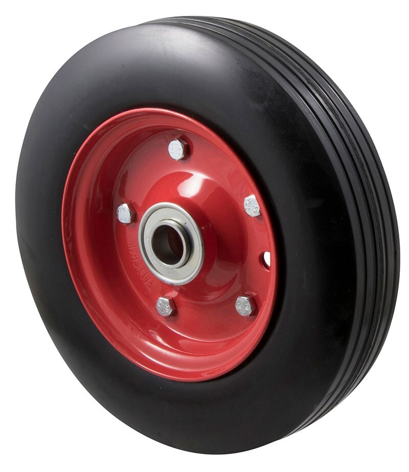 200kg Rated Industrial Black Rubber Wheel - 280 x 70mm - 3/4" Deep Groove Bearing