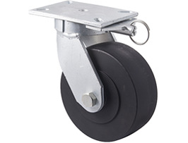 2450kg Rated Industrial Castor - Polymer Wheel - 200mm - Plate Direction Lock - Ball Bearing