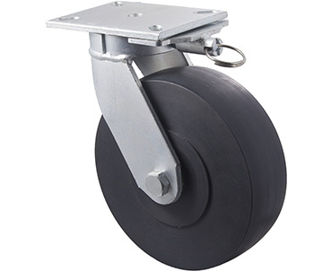 2450kg Rated Industrial Castor - Polymer Wheel - 250mm - Plate Direction Lock - Ball Bearing