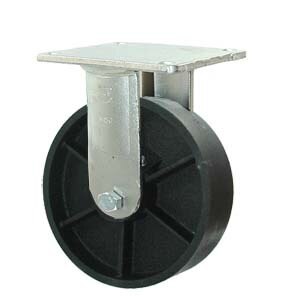 250kg Rated High Low Temp Cast Iron Castor - 150mm - Plate Fixed - 200°C to 400°C - ISO