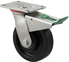 600kg Rated Industrial Castor - Nylon Wheel - 150mm - Plate Direction Lock - Ball Bearing ISO