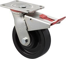 600kg Rated Industrial Castor - Nylon Wheel - 150mm - Plate Brake - Ball Bearing - ISO