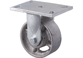 590kg Rated Industrial Cast Iron Castor - 127mm - Plate Fixed - Ball Bearing