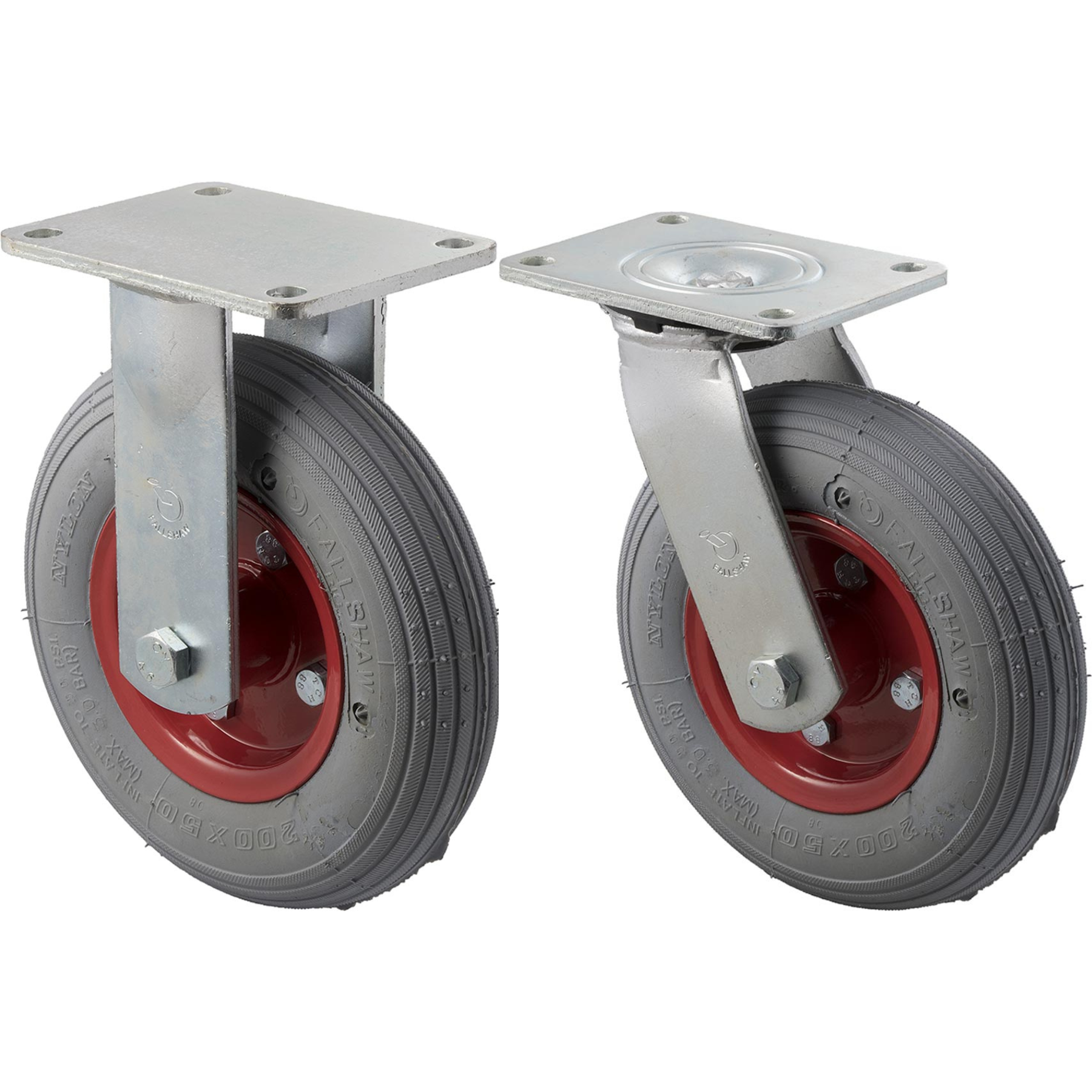 Fallshaw Fallshaw 50kg Rated Puncture Proof Castors - 200x50mm - Steel Rim ...