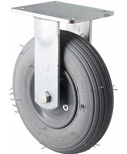 75kg Rated Industrial Castor - 200mm - Plastic Centred Rubber Tube Wheel - Plate Fixed - ISO