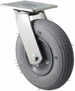 75kg Rated Industrial Castor - 200mm - Plastic Centred Rubber Tube Wheel - Plate Swivel - ISO