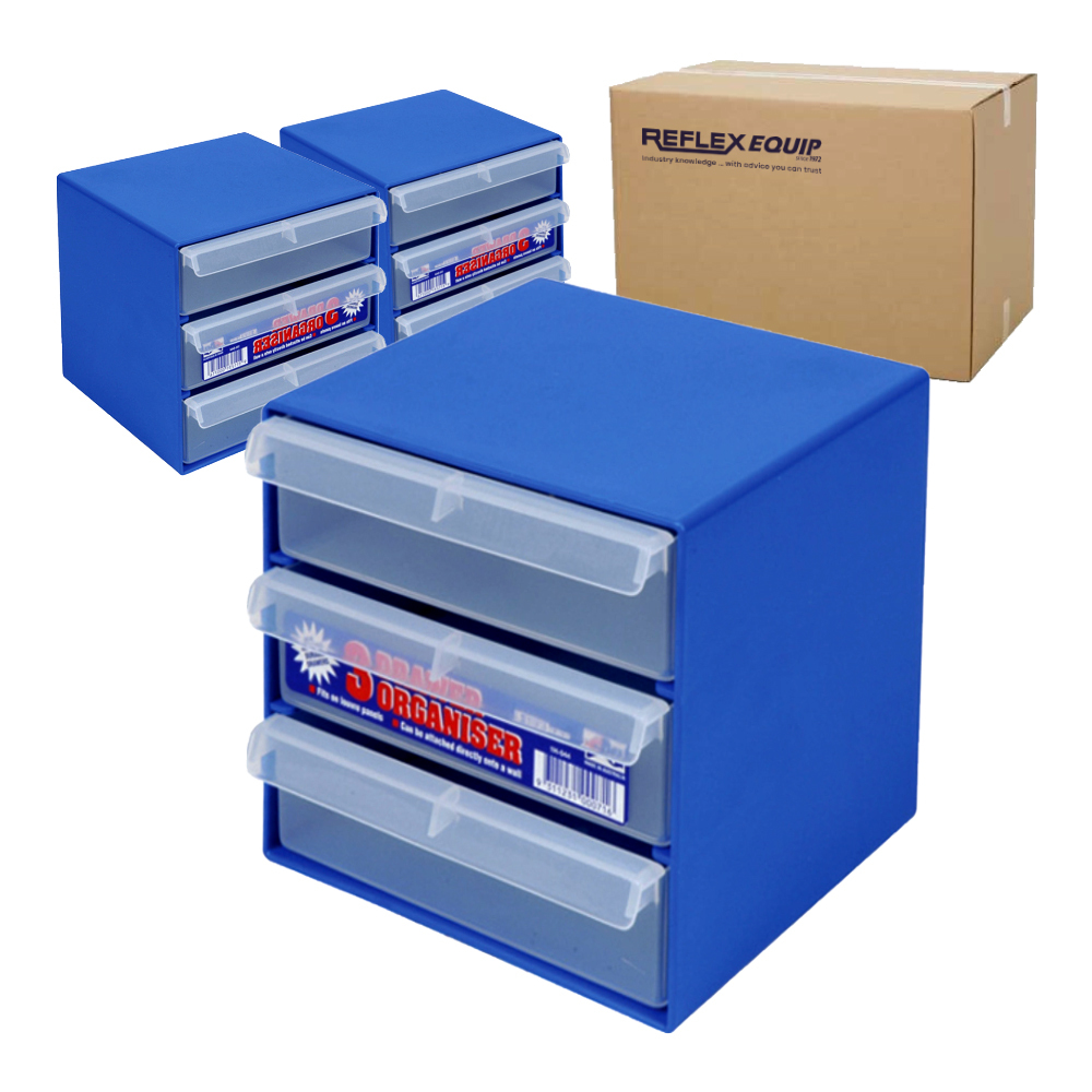 6 X Fischer Storage Drawer Organiser - 3 Drawer