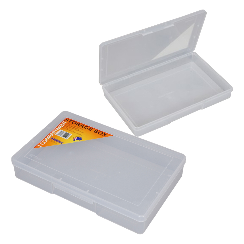 Fischer Clear Plastic Storage Box - 1 Compartment - 310 x 200 x 48mm