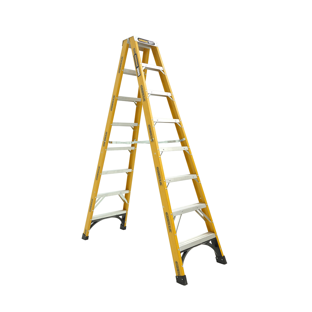Double sided 180kg Heavy Duty Industrial Fibreglass A frame ladder 2.4m 8ft Gorilla