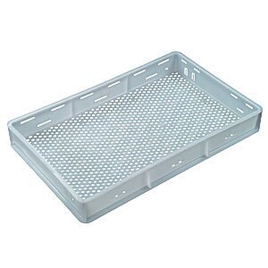 Nally 29L Plastic Stacking Food Produce Crate - 712 x 448 x 95mm - White - Vented