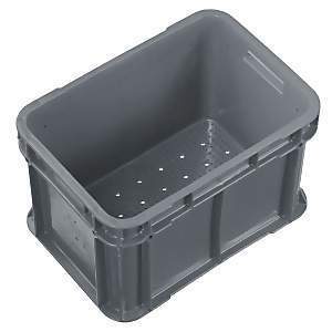 20L Nally Plastic Container Stacking Crate - 400 x 280 x 245mm - Holed Base