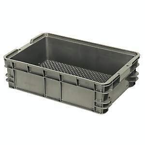 25L Nally Plastic Container Stacking Crate - 580 x 385 x 166mm - Mesh Base