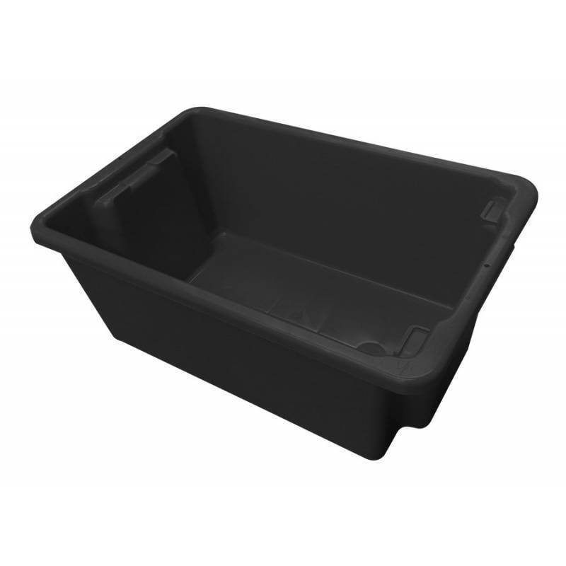 52L Plastic Industrial Stack & Nest Container - Non Food Grade - 645 x 413 x 276mm - Black