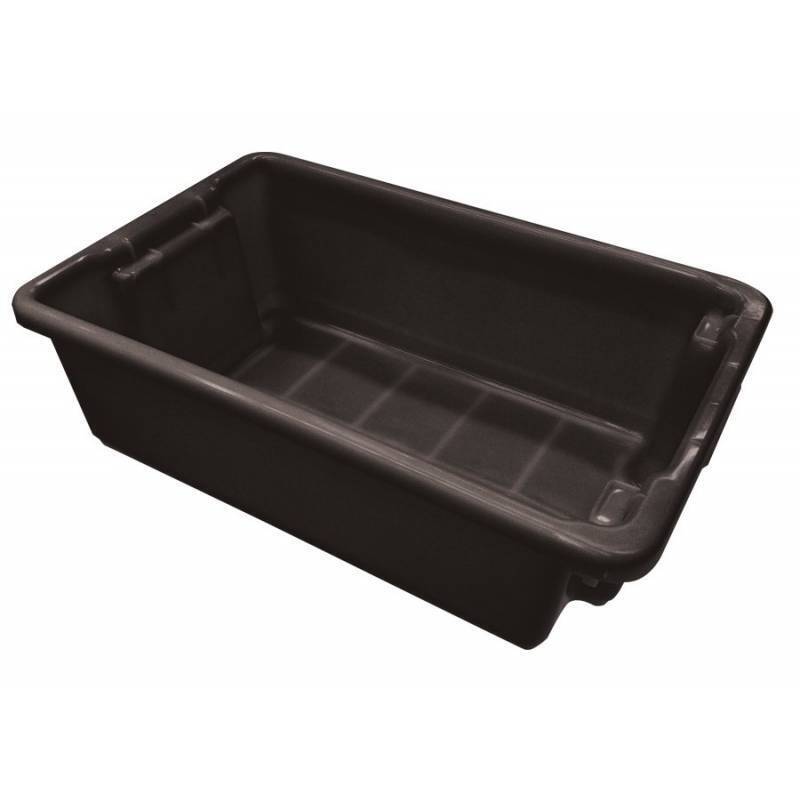 32L Plastic Industrial Stack & Nest Container - Non Food Grade - 645 x 413 x 210mm - Black