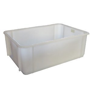 36L Plastic Stacking Container - Solid Base - 565 x 387 x 203mm - White