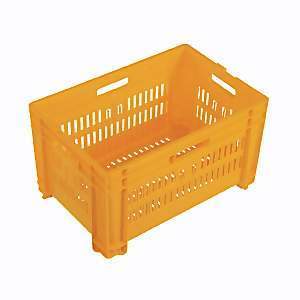 50L Plastic Stacking Produce Crate - 572 x 382 x 318mm - Yellow