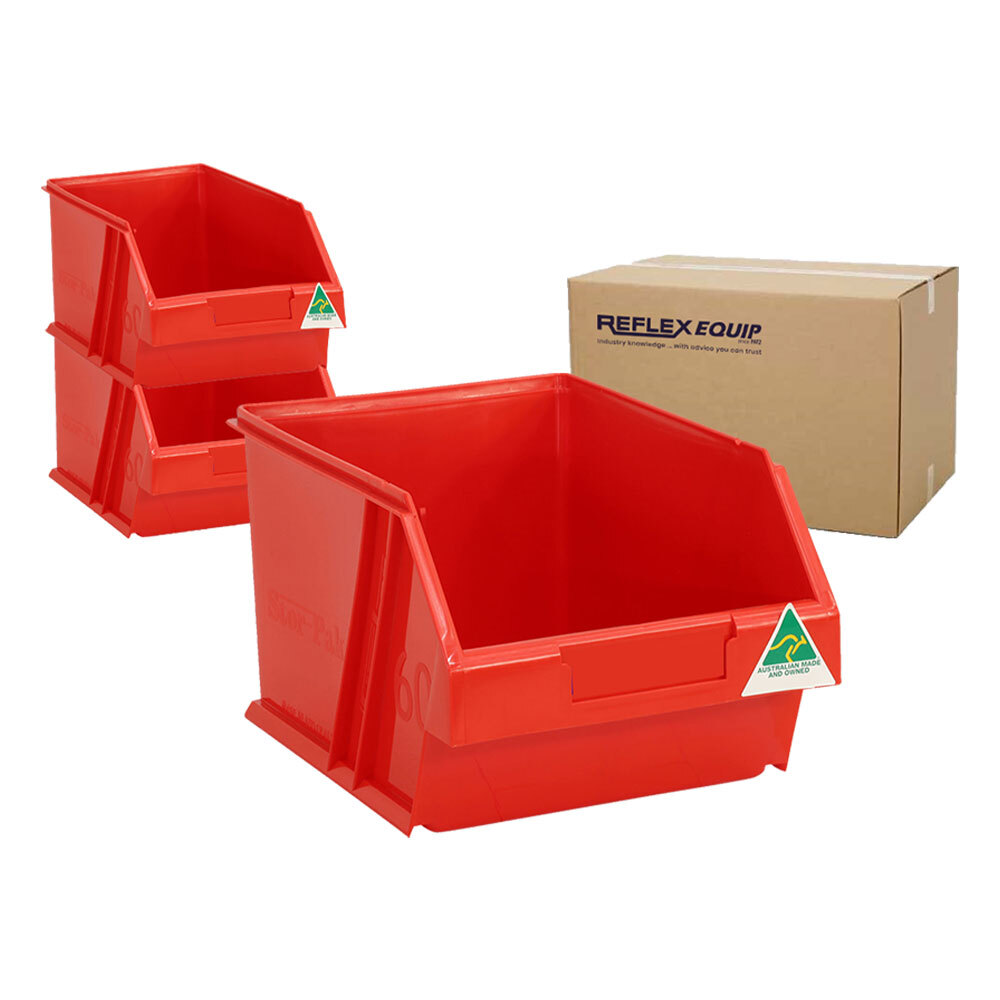 18 Packs - 6L Storage Plastic Nally Micro Bin - 205 x 280 x 165mm - Red