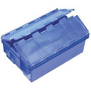 30L Plastic Security Stack & Nest Bin Container - 575 x 380 x 215mm - Blue