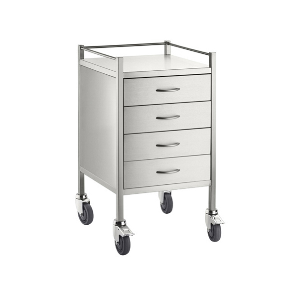 Stainless Trolley with Rails  4 Drawer - 500 x 500 x 900(H)mm