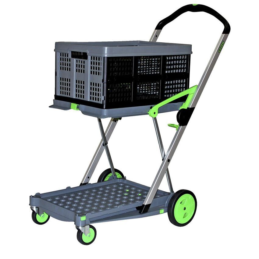 60kg Rated Clax Cart Office Trolley - Foldable Crate - 500 X 350 X 260mm - Made in Germany