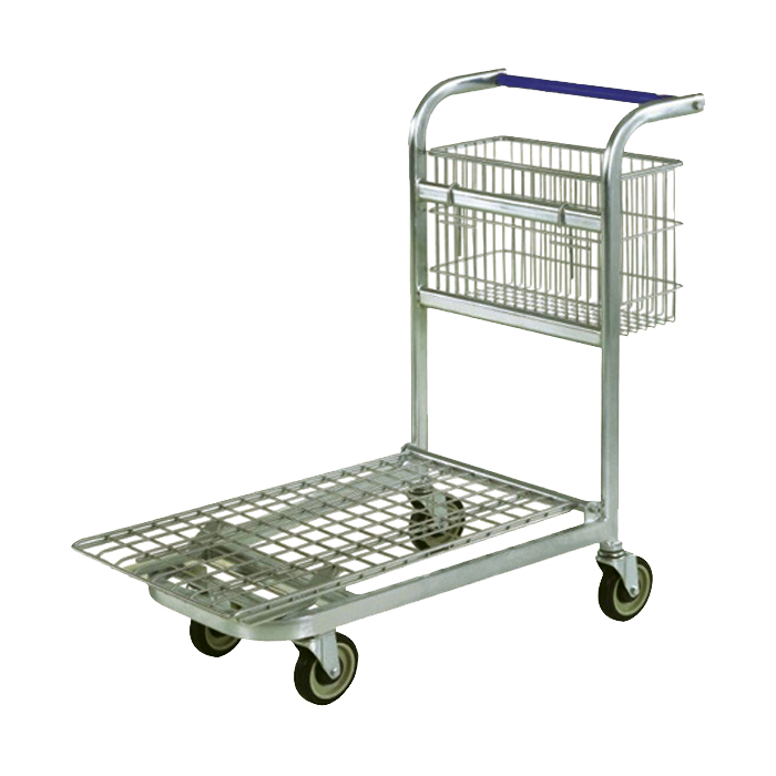 200kg Rated Shopping Trolley - Zinc Plated - Single Tray with Basket