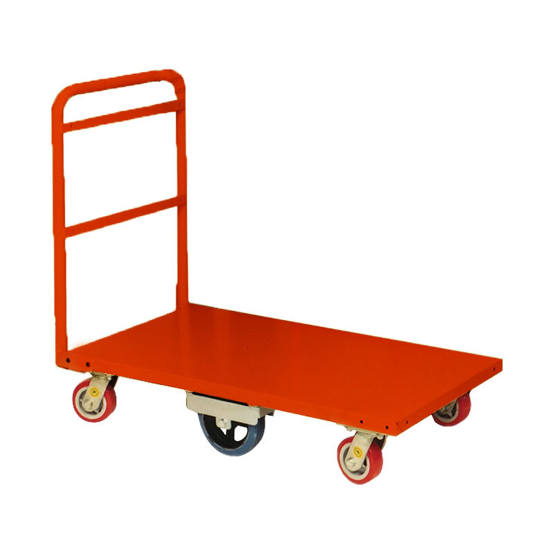 450kg Rated Steel Heavy Duty Platform Trolley - 1 Handle 6 Wheel - 1710 x 710 x 980mm - Orange 