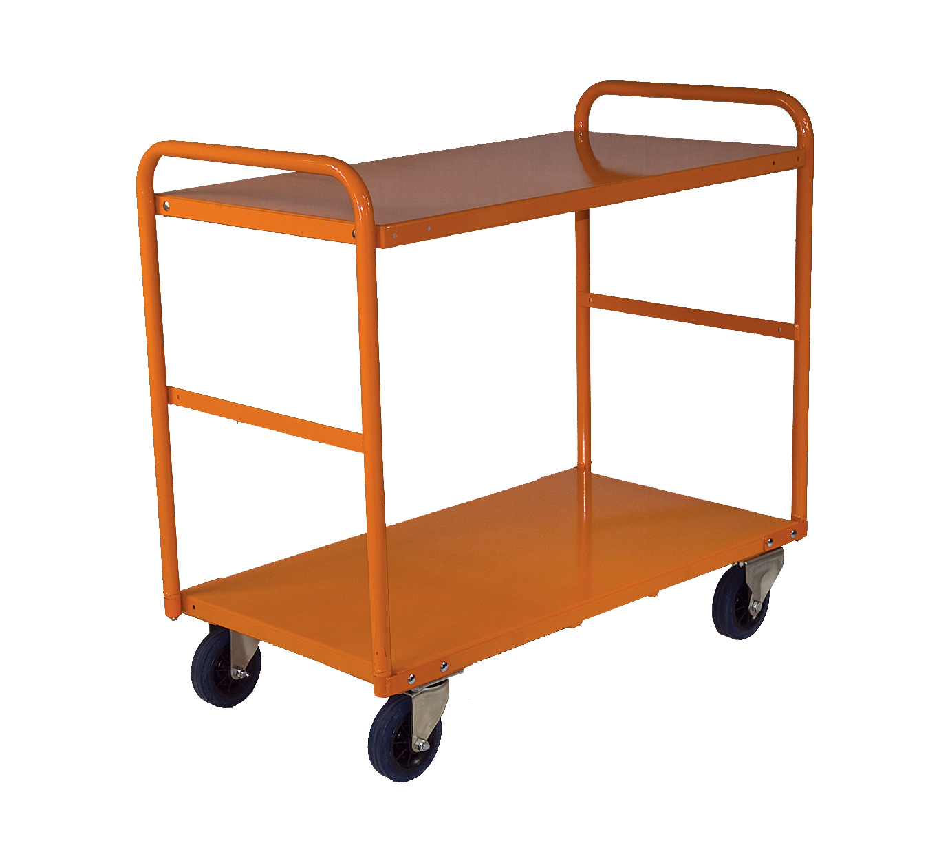  200kg Rated Steel 2 Tier Platform Trolley Medium - 1110 x 610mm - Orange 