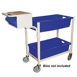 2 Tier Order Picking Trolley - Writing Top & Console - Beige (Bins not included) 