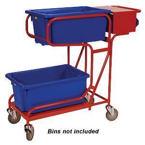 2 Tier Order Picking Trolley - Writing Top & Console - Orange (Bins not included)