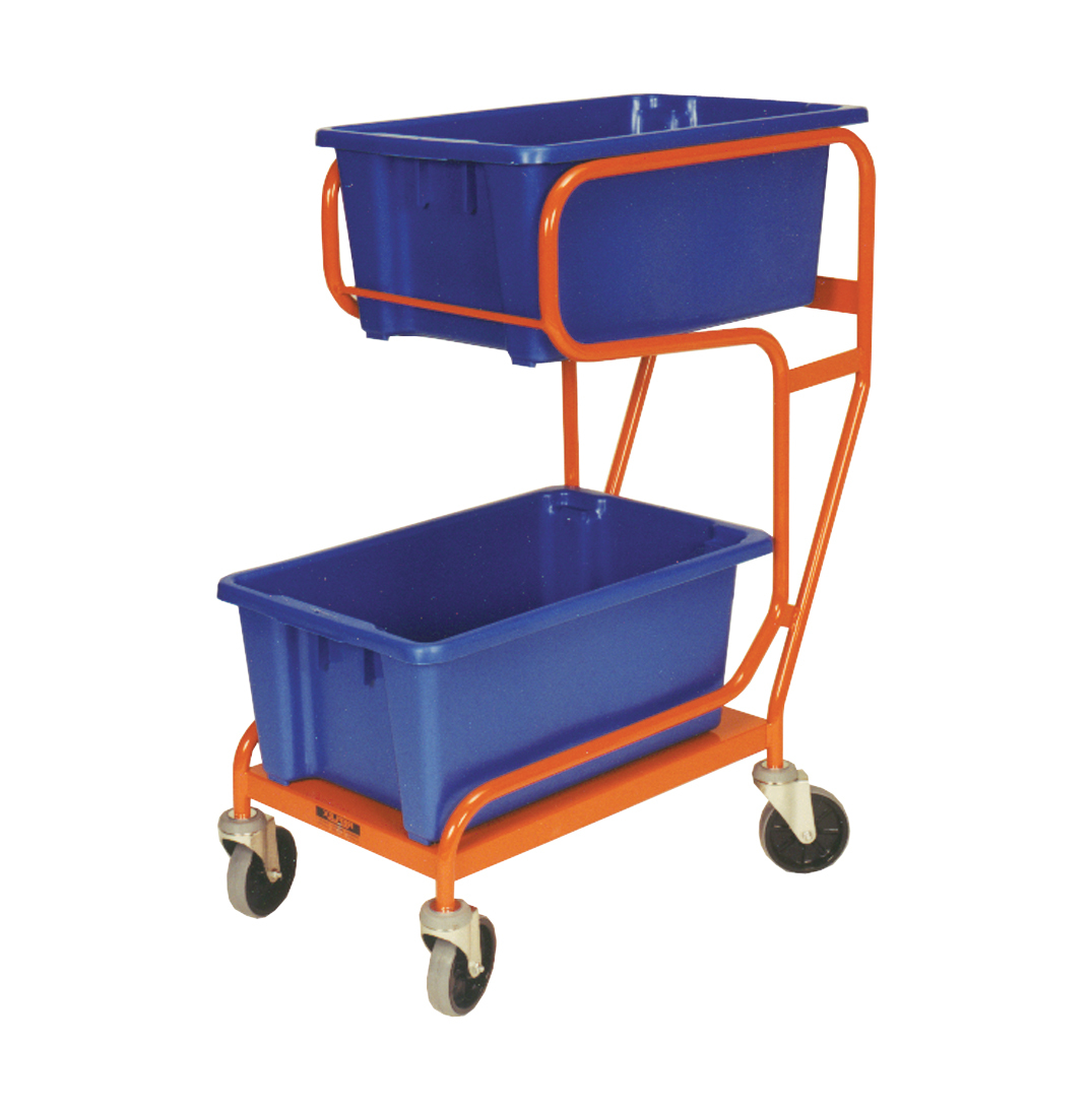 Order Picking Warehouse Trolley Double Tub Orange (Bins not included) Australian Made