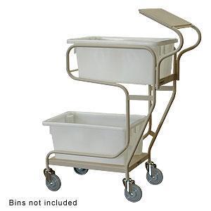 2 Tier Order Picking Trolley - Writing Top - Beige (Bins not included) 