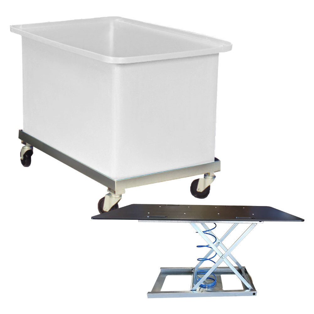 320 Litre Durable Plastic Bin Trolley - 900 x 600 x 615mm - Natural  (N.B  binsert shown available as an optional extra) 