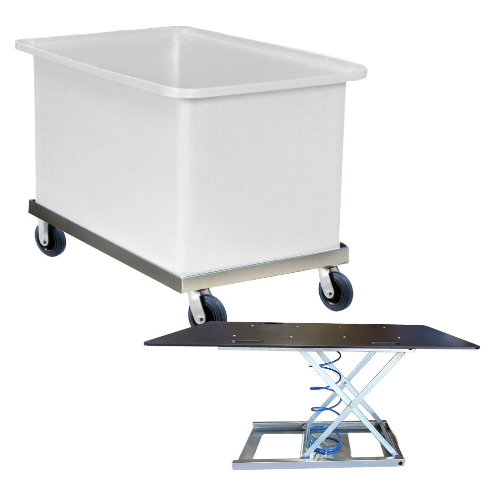 600 Litre Durable Plastic Bin Trolley - 1200 x 700 x 770mm - Natural  (N.B  binsert shown available as an optional extra) 