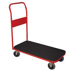 200kg Rated Platform Steel Trolley With Handle And Poly Deck - 900 x 450mm 