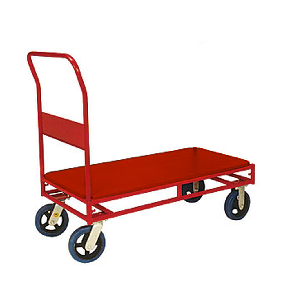 450kg Rated Heavy Duty Steel Platform Trolley - 1 Handle 4 Wheel - 1200 x 450mm - Steel Deck 