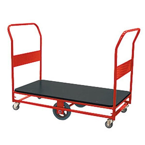 450kg Rated Heavy Duty Steel Platform Trolley - 2 Handle 6 Wheel 900 x 450mm - Poly Deck 