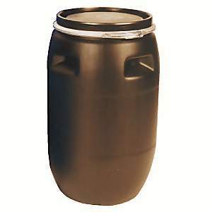 120L Plastic Drum Round Open Head - Clamp Ring Lid - Black