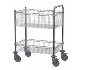 2 Tier Mesh Basket Trolley - 760 x 460mm - Chrome