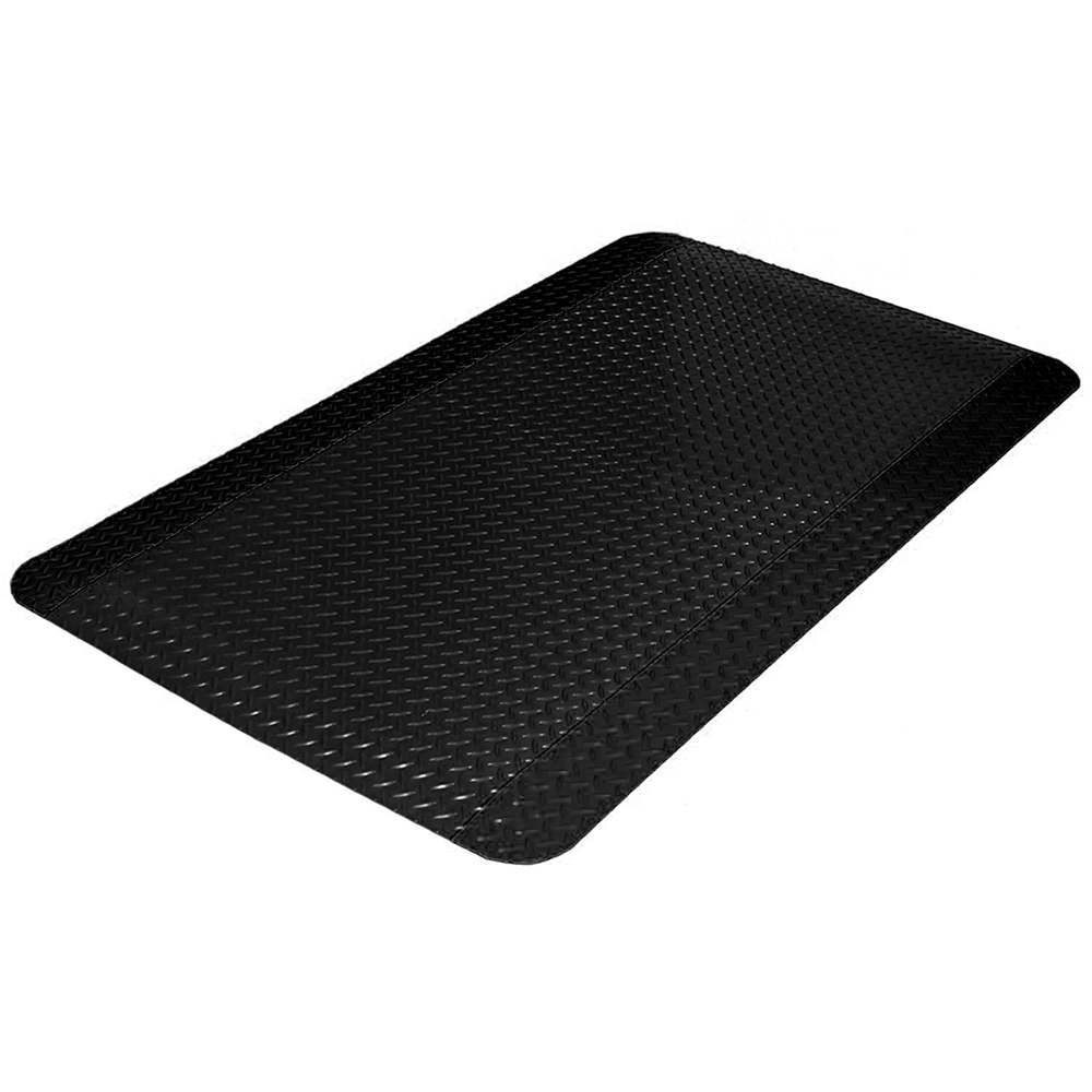 Anti Slip Anti Fatigue Safety Floor Mat - Heavy Duty - PVC Diamond Plate - 900 x 600mm - Black Border