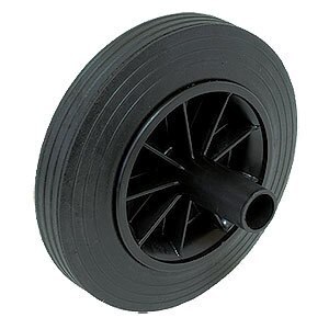 100kg Rated Black Rubber Wheel - 200 x 50mm - Plain Bore - Wheelie Bin