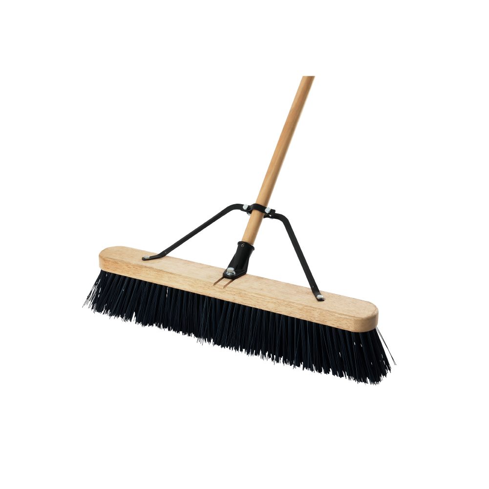 Heavy-duty Wooden Floor Broom - PP Bristles - 600 x 75mm with Tapered Wood Handle - 1520mm