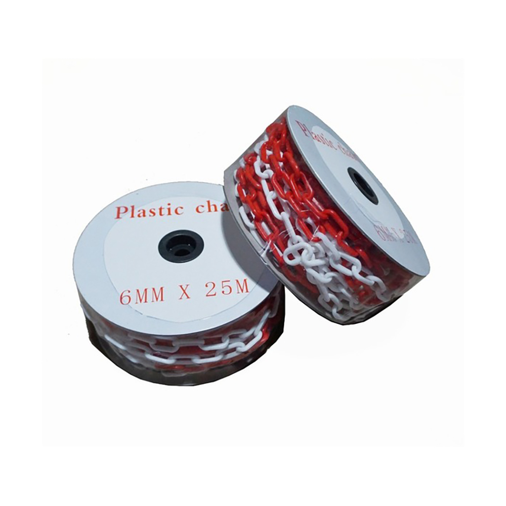 25 Metre Plastic Barrier Chain For Workplace Safety - 6mm - Red/White