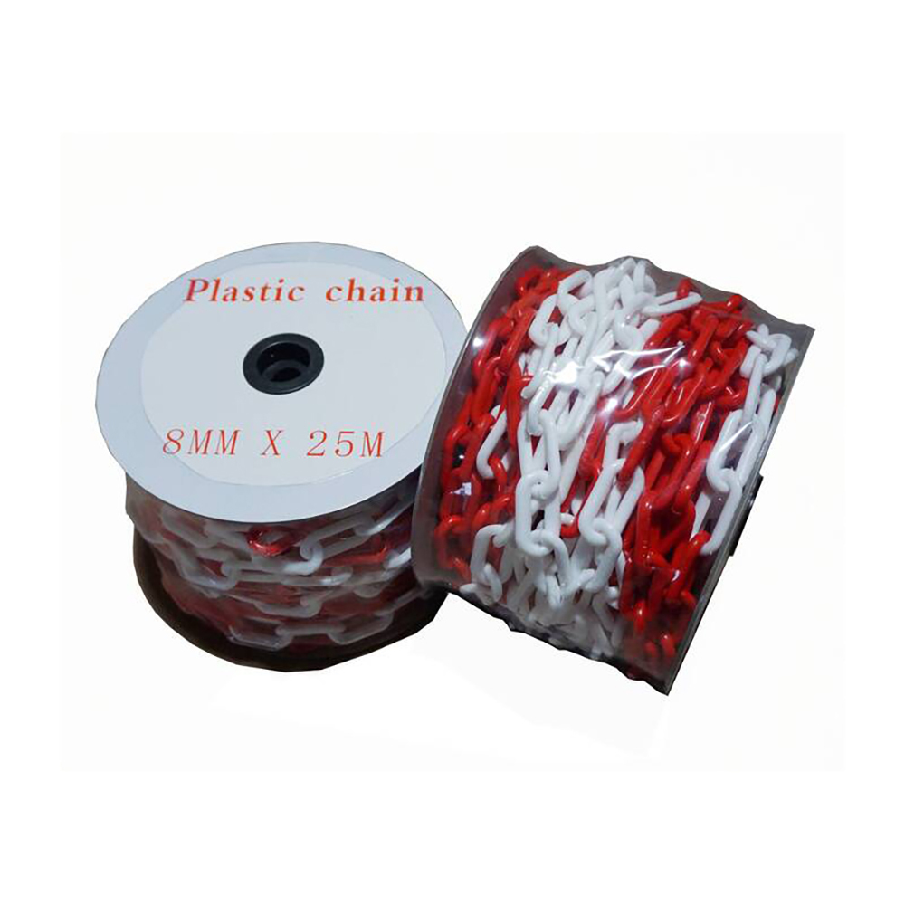 25 Metre Plastic Barrier Chain For Workplace Safety - 8mm - Red/White