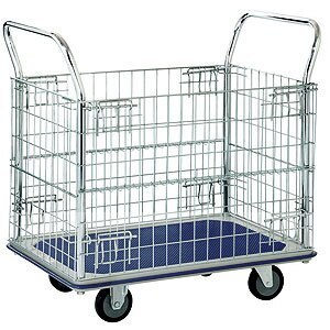 500kg Rated Platform Trolley With Mesh Sides - Vinyl Top - 1225 x 760mm - Chrome