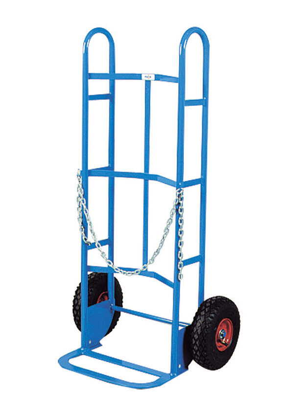 220kg Rated Heavy Duty Handtruck Drum Trolley - 1235mm - 250mm Puncture Proof Wheels